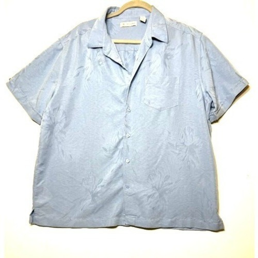 Cubavera Guayabera Light Blue Button Front Men's Short Sleeve Shirt Sz XL